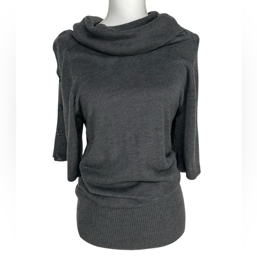 POPULATION / Charcoal Gray Batwing Cowl Sweater / Small / Preppy Y2K Office Emo